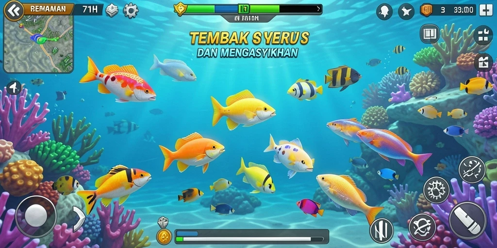 Tampilan gameplay Tembak Ikan yang seru di 71H.