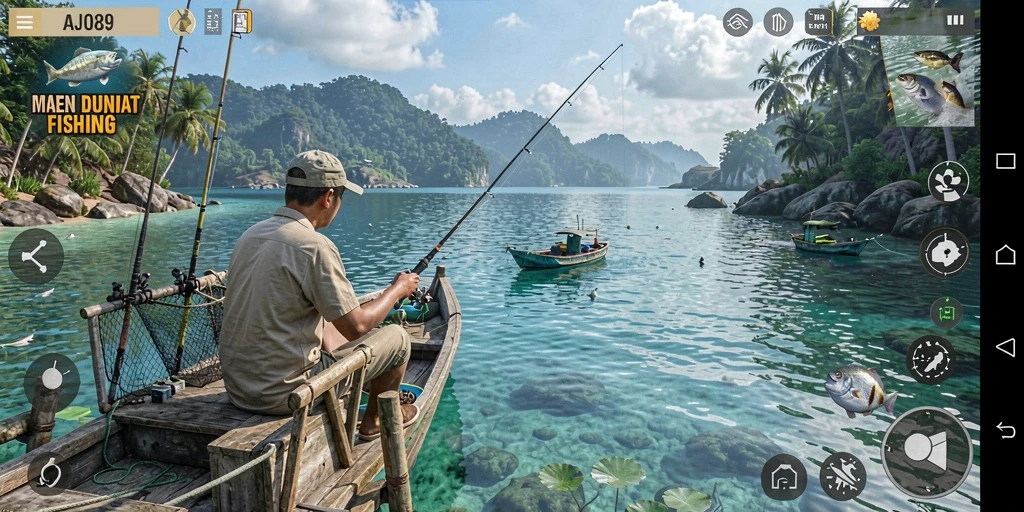 Screenshot utama AJO89 menampilkan aksi memancing yang seru dan menantang.