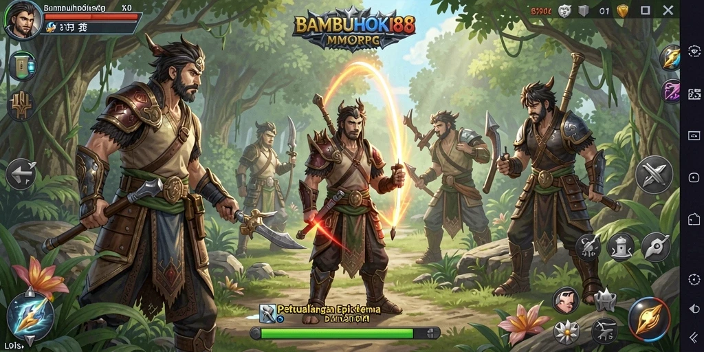 Tangkapan layar gameplay BAMBUHOKI88 yang menampilkan aksi seru dalam pertempuran MMORPG.