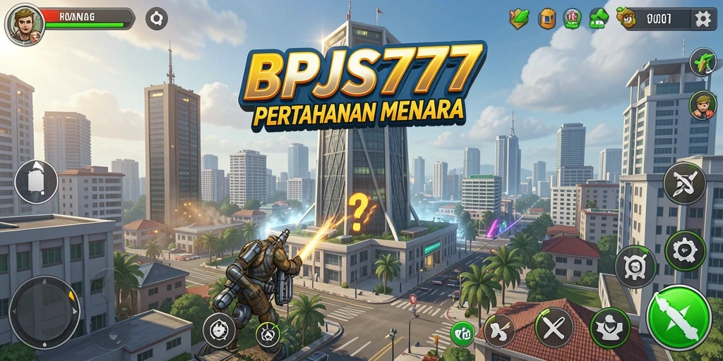 Screenshot gameplay BPJS777 yang menampilkan menara bertahan.
