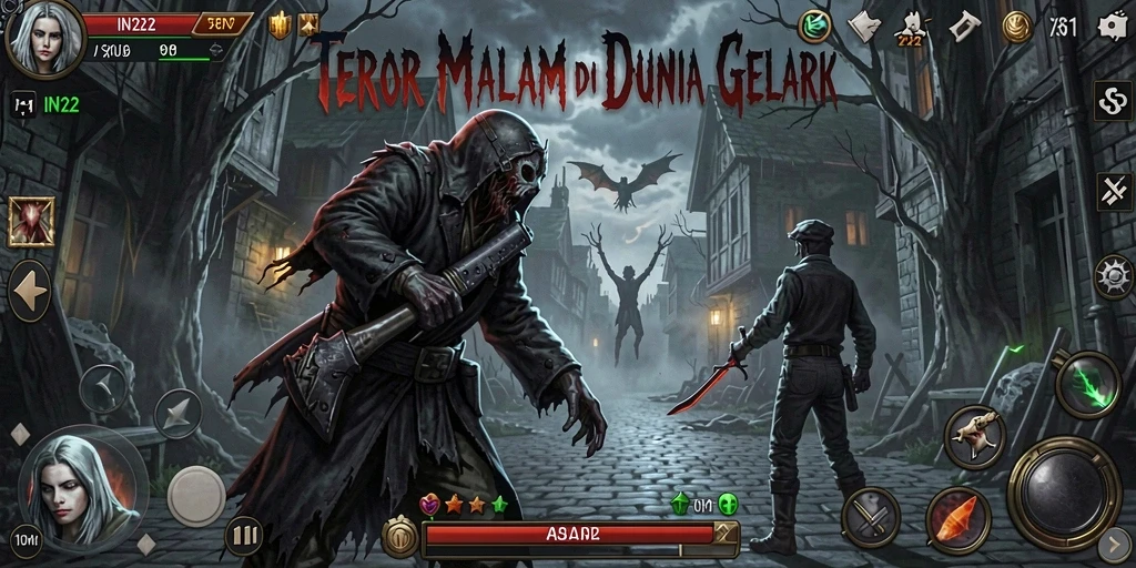 Tampilan gameplay mencekam dari IN22 dengan suasana gelap dan menakutkan.