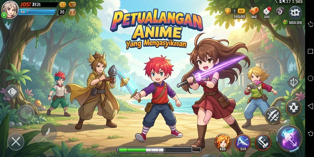 Tampilan gameplay JOS77 dengan aksi seru karakter Anime.