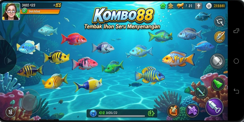 Screenshot gameplay Tembak Ikan KOMBO88 yang penuh aksi.