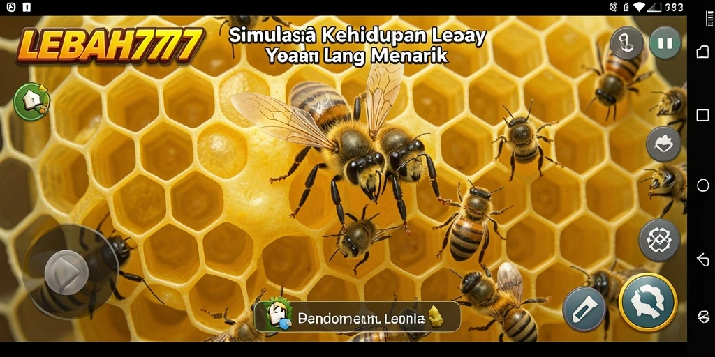 Tampilan gameplay <strong>LEBAH777</strong> yang menampilkan kehidupan koloni lebah.