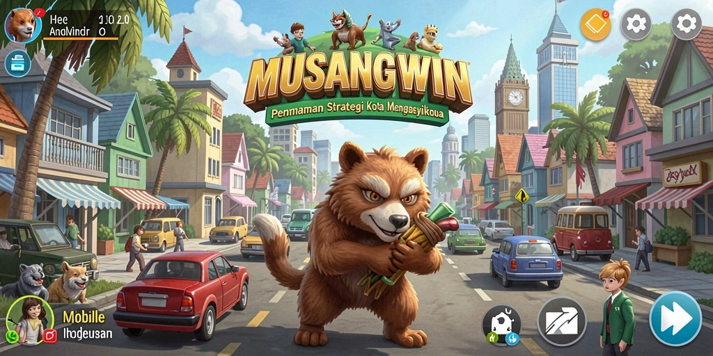 Screenshot menunjukkan aksi seru gameplay MUSANGWIN dalam pertempuran strategi.