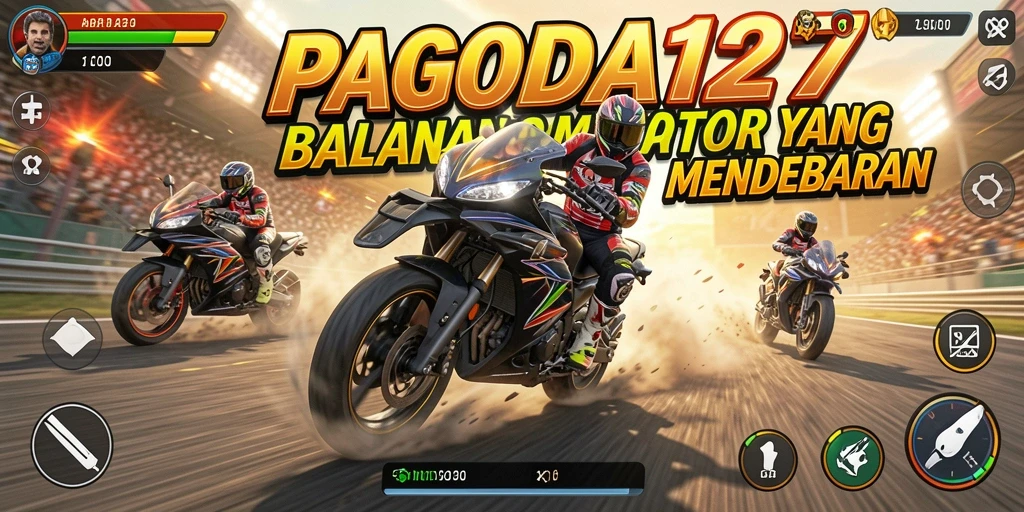 Tampilan gameplay balapan motor yang menegangkan di PAGODA127.