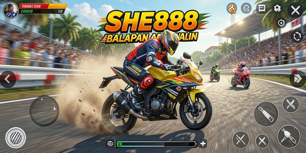 Gameplay balapan motor yang mendebarkan dan seru.