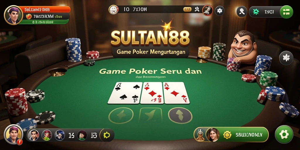 Tampilan gameplay SULTAN88 dengan suasana poker yang mendebarkan.
