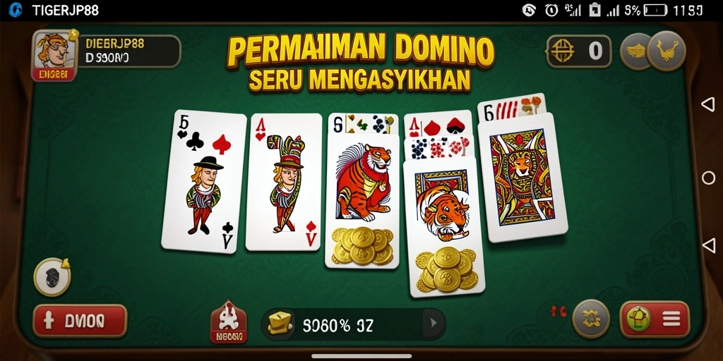 Tampilan gameplay Domino seru dan interaktif di TIGERJP88.